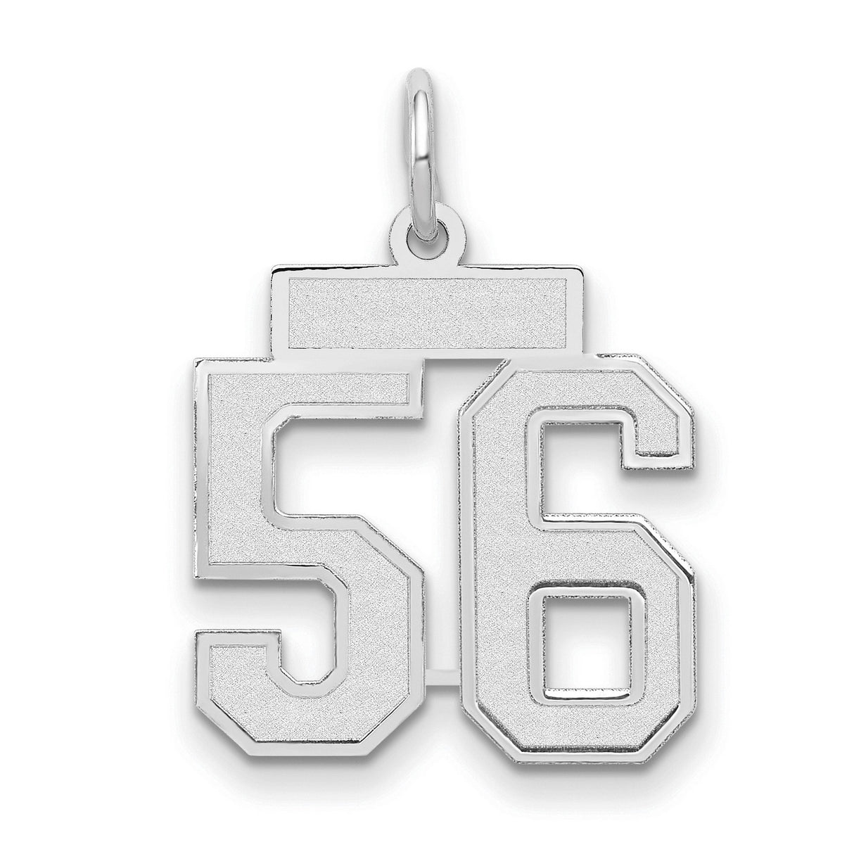 14k White Gold Number 56 Pendant Charm, Block Style Design, Unisex Sports Theme