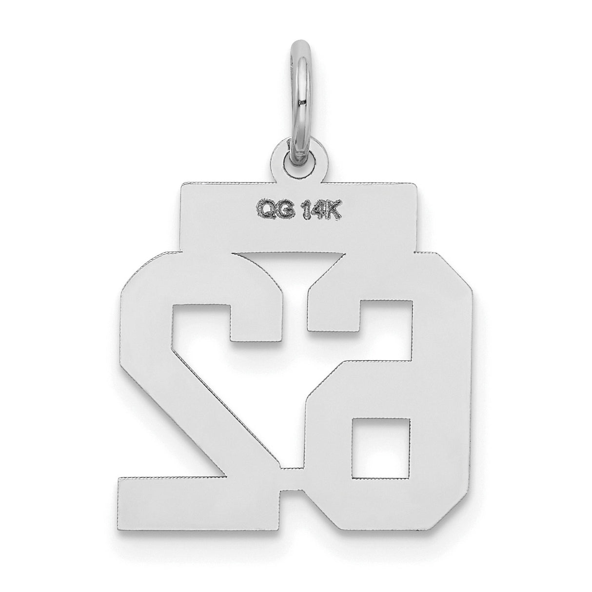 Small Satin Number 62 Charm Pendant in Real 14k White Gold