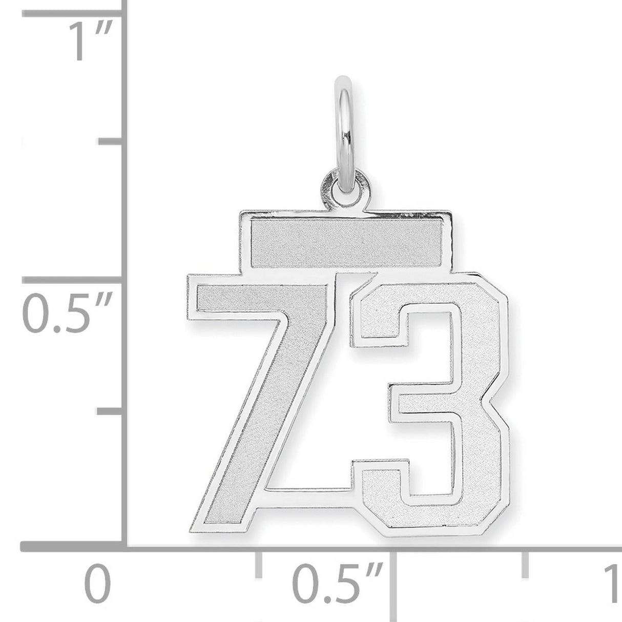 14k White Gold Number 73 Pendant Charm, Block Number Sports Jewelry, Unisex