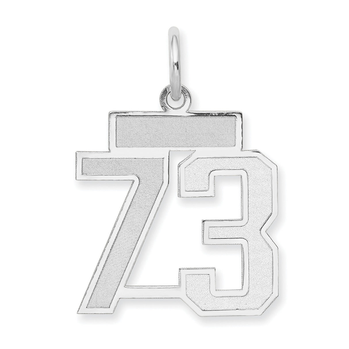 14k White Gold Number 73 Pendant Charm, Block Number Sports Jewelry, Unisex