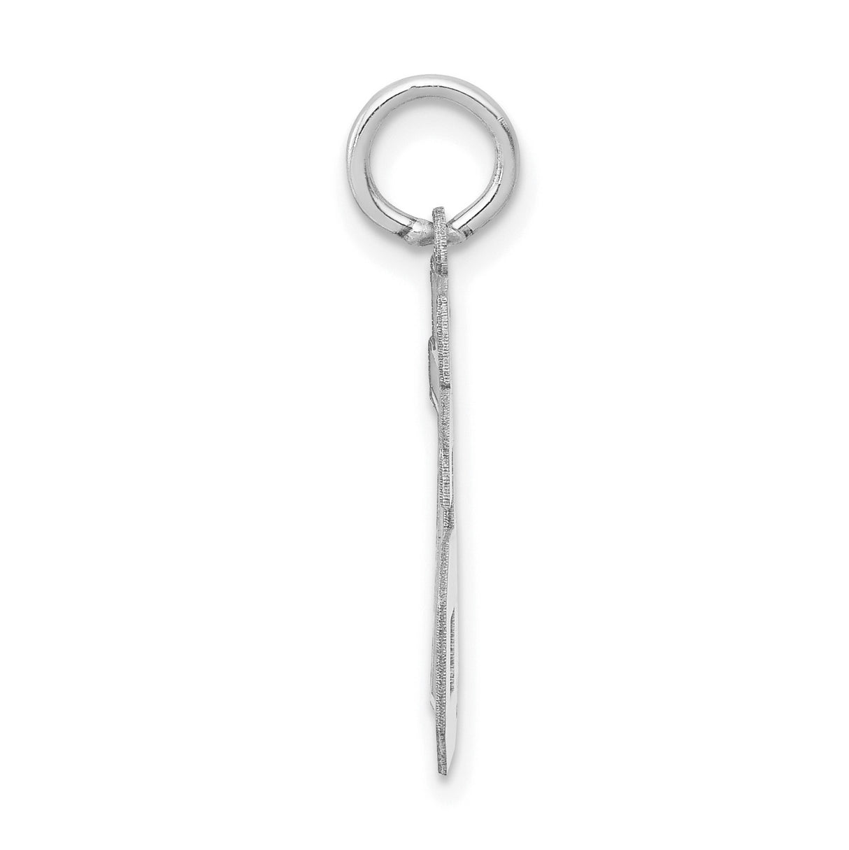 Small Satin Number 76 Charm Pendant in Real 14k White Gold