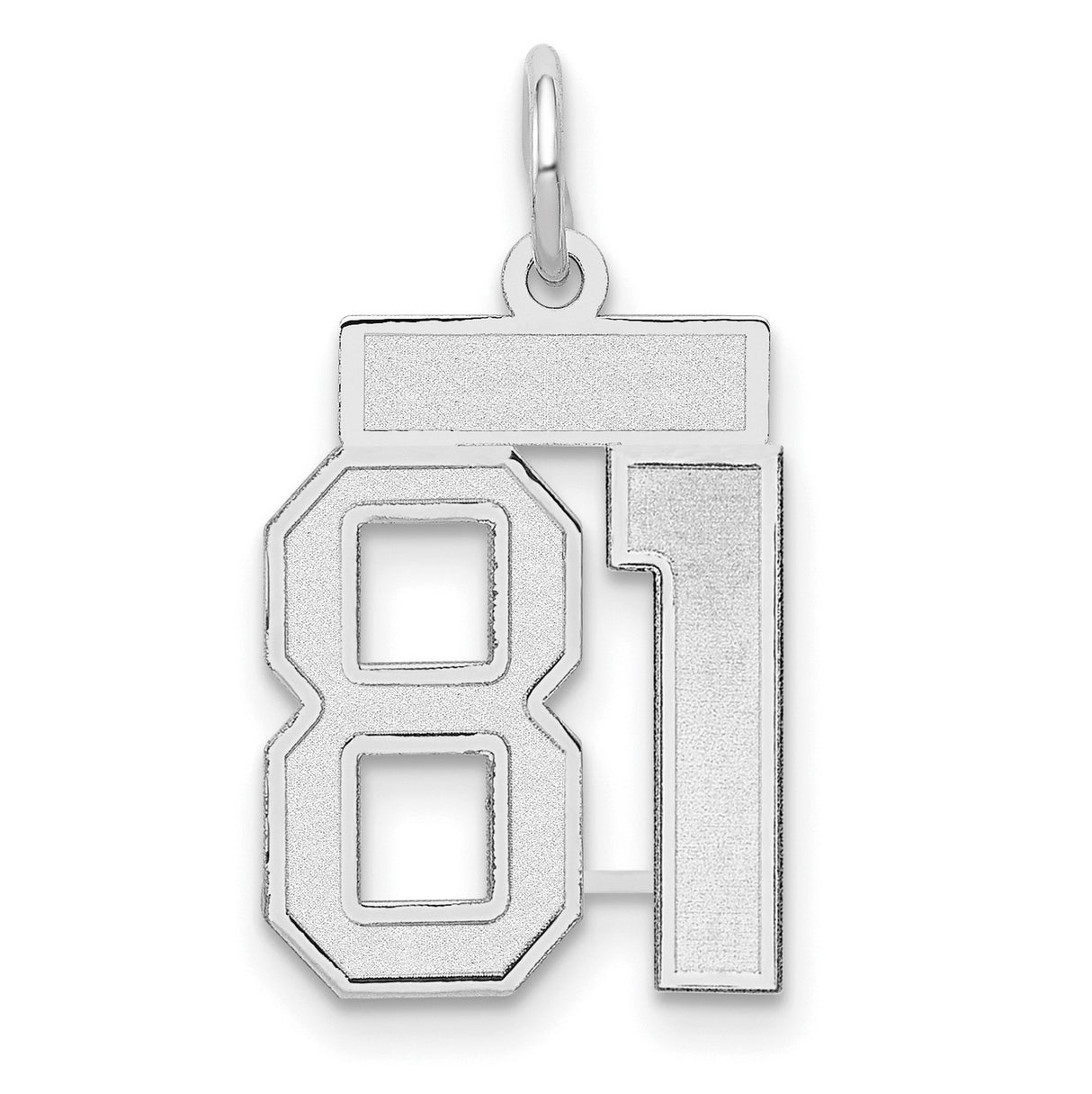 14k White Gold Number 81 Pendant, Bold Athletic Font Style, Unisex Sports Charm