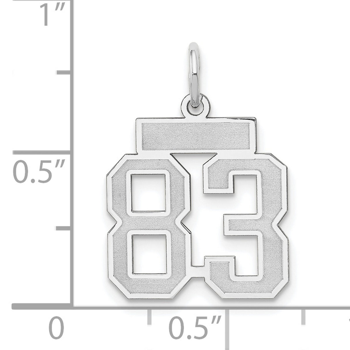 14k White Gold Number 83 Pendant, Varsity Style Jersey Charm with Satin and Polished Finish