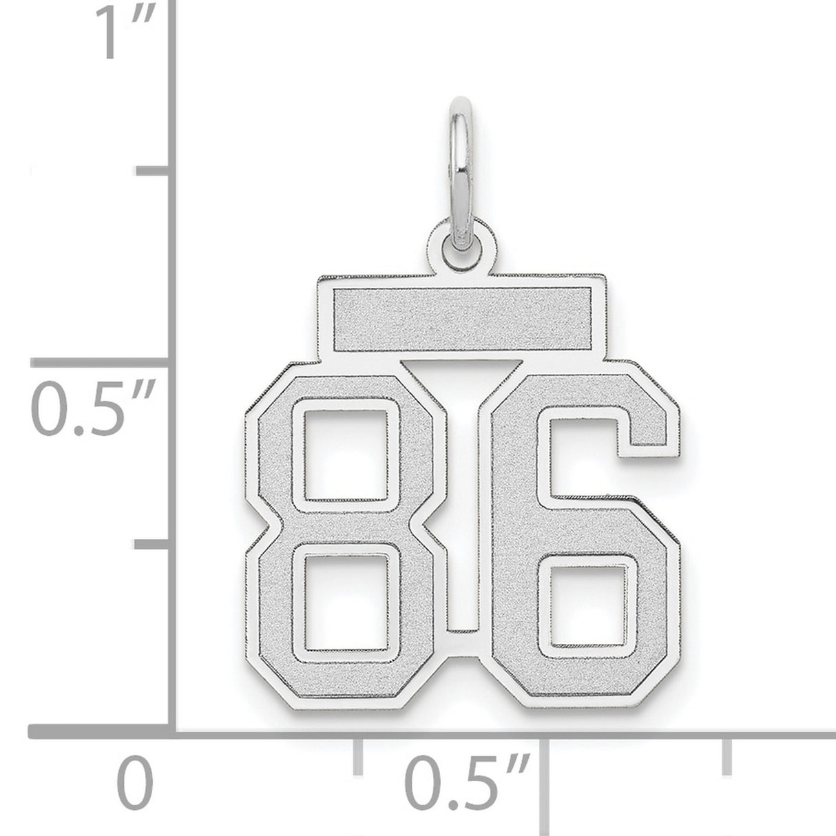 14k White Gold Number 86 Pendant Charm, Bold Block Sports Style for Men or Unisex Wear