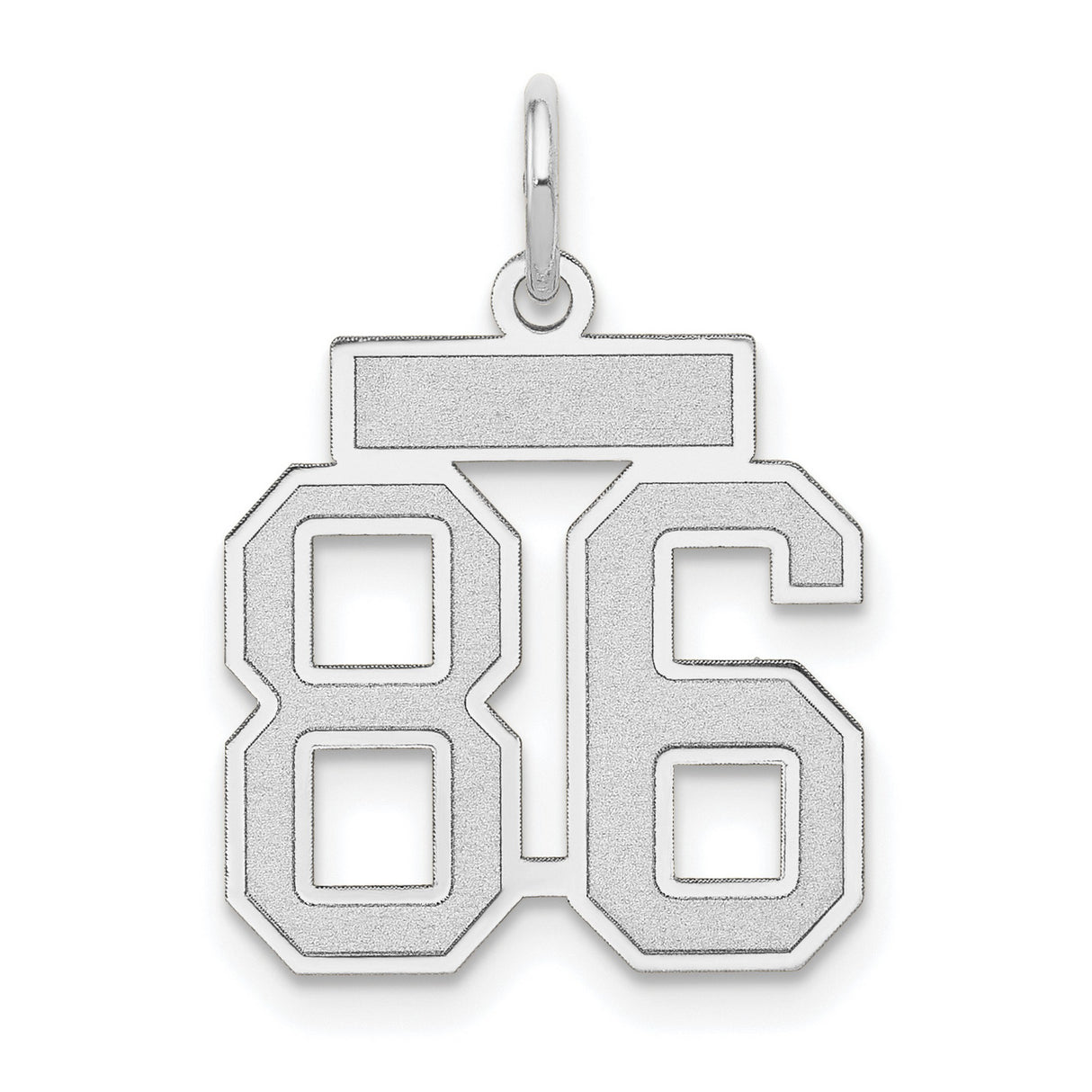 14k White Gold Number 86 Pendant Charm, Bold Block Sports Style for Men or Unisex Wear