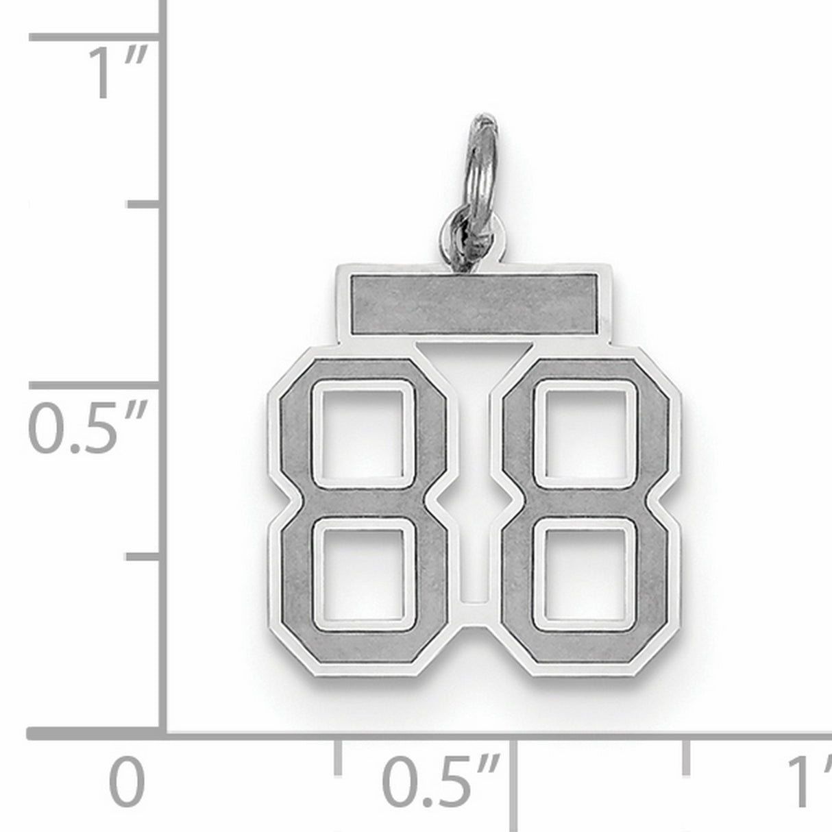 Small Satin Inlay Number 88 Charm Pendant in Real 14k White Gold