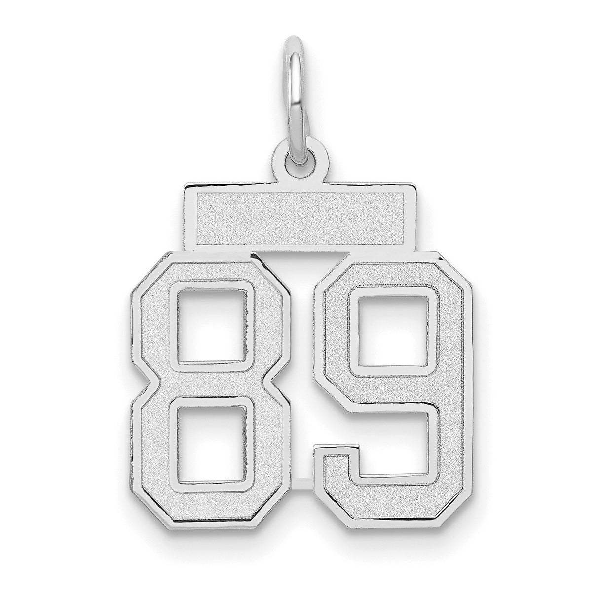 14k White Gold Number 89 Pendant with Cutout Varsity Digits, Unisex Sports Charm