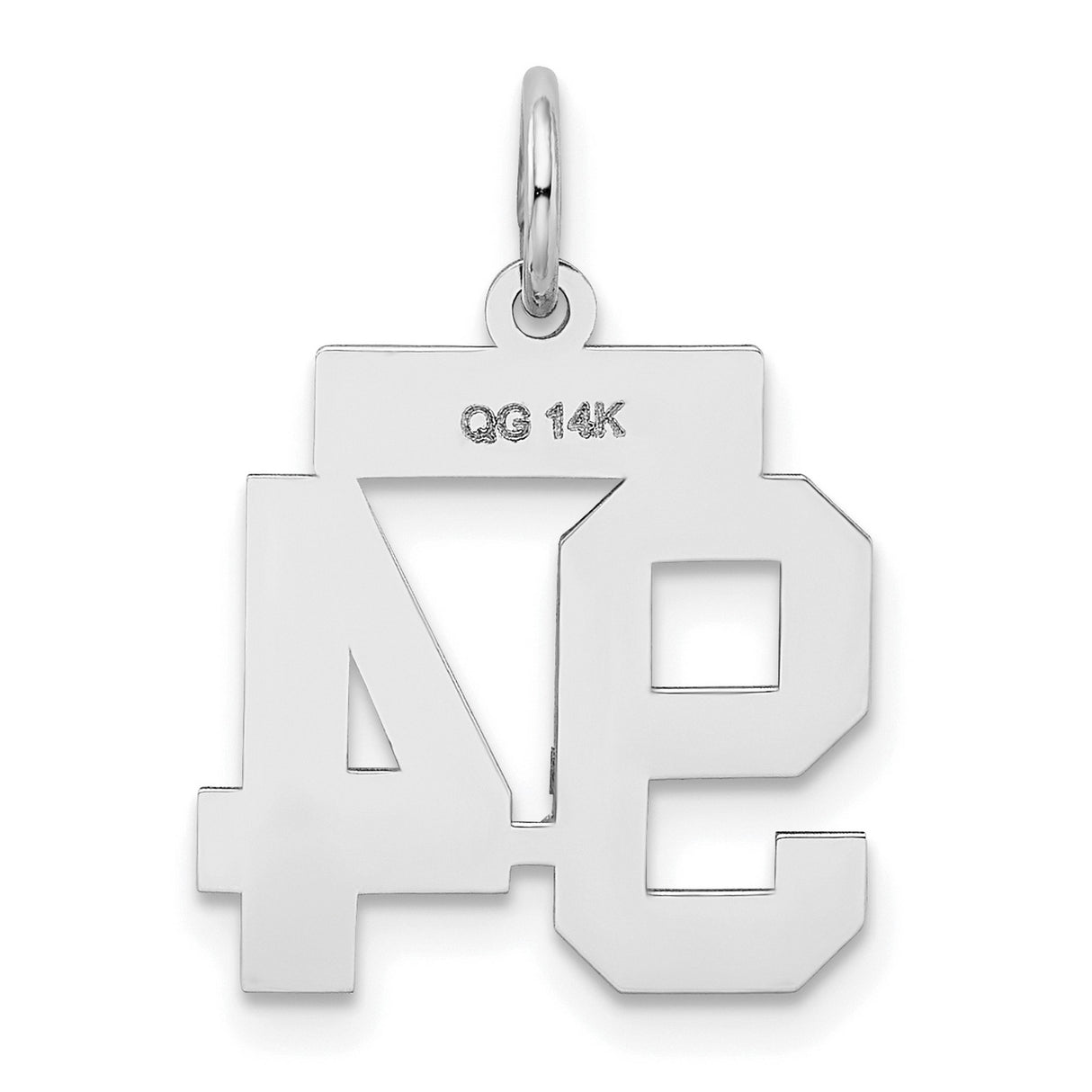 Small Satin Number 94 Charm Pendant in Real 14k White Gold
