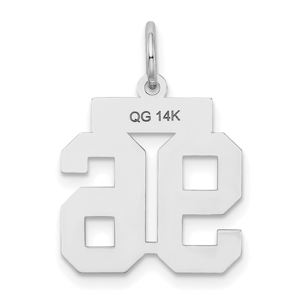 14k White Gold Number 96 Pendant, Bold Block Style Sports Charm for Men and Women