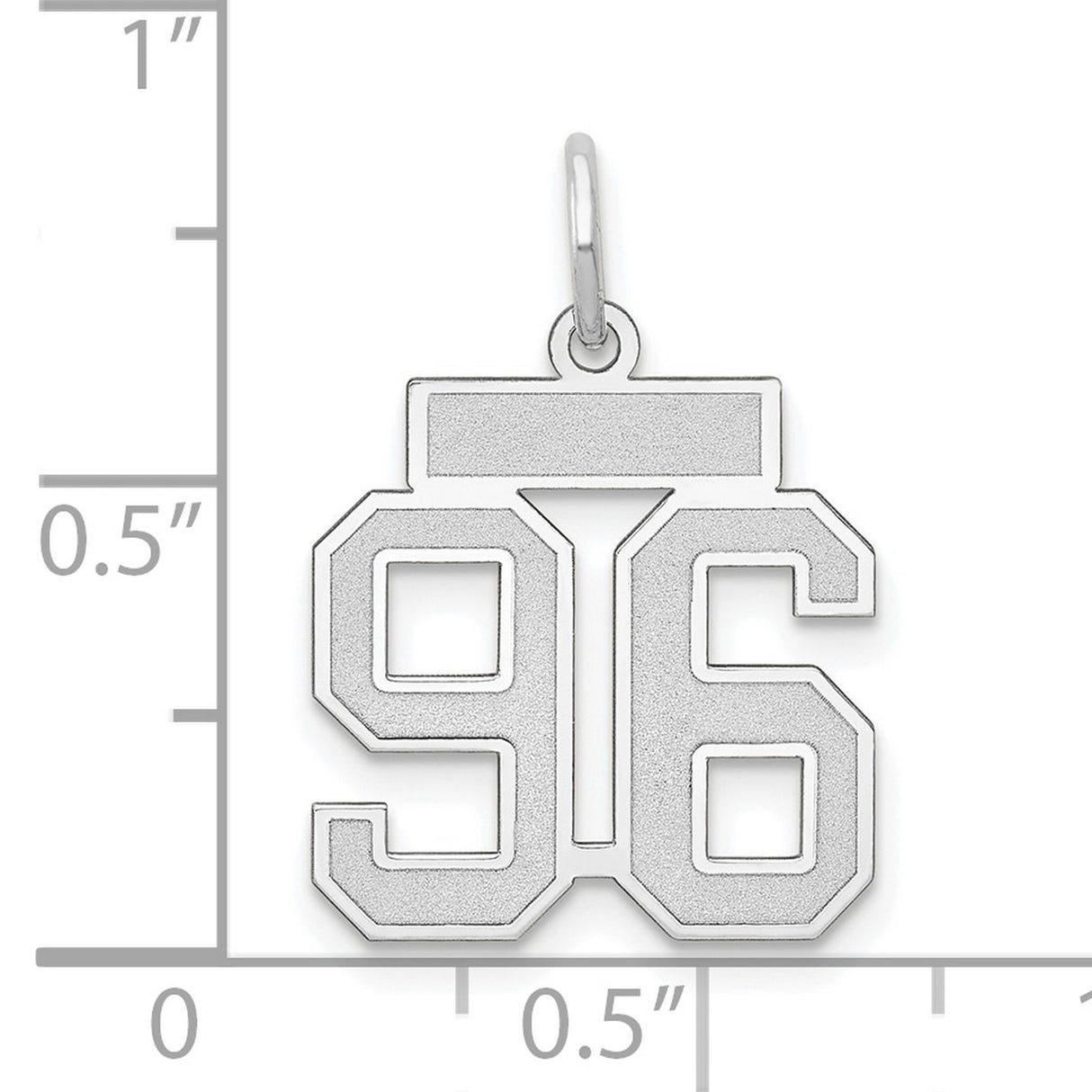 14k White Gold Number 96 Pendant, Bold Block Style Sports Charm for Men and Women