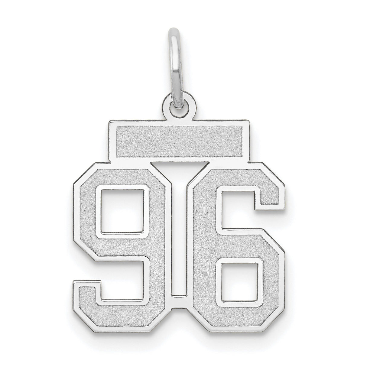 14k White Gold Number 96 Pendant, Bold Block Style Sports Charm for Men and Women