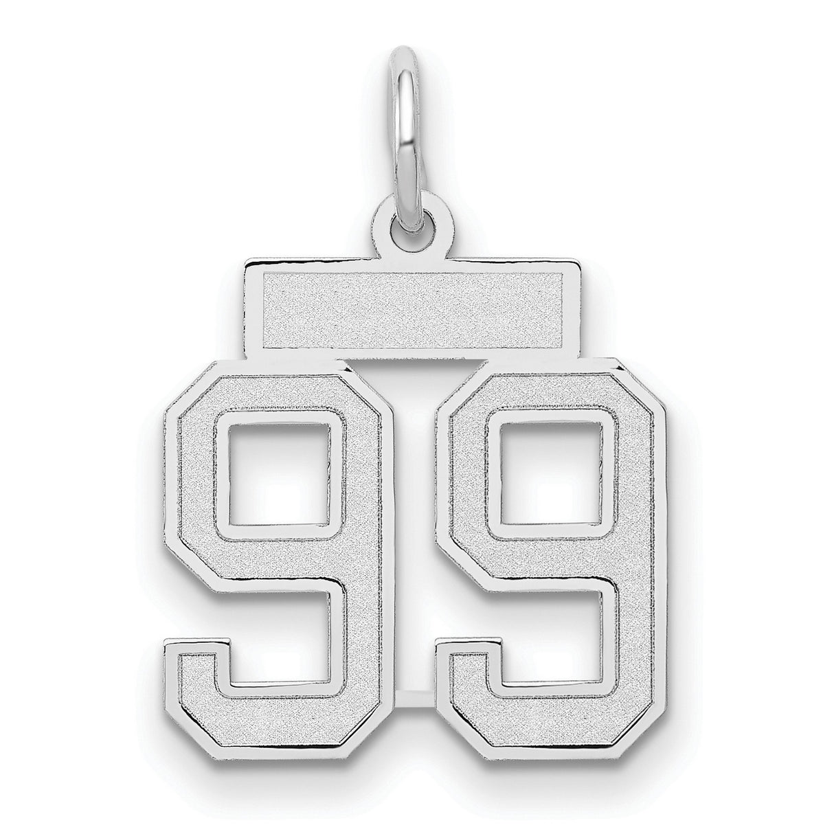 14k White Gold Number 99 Pendant, Block Font Sports Charm for Athletes and Fans
