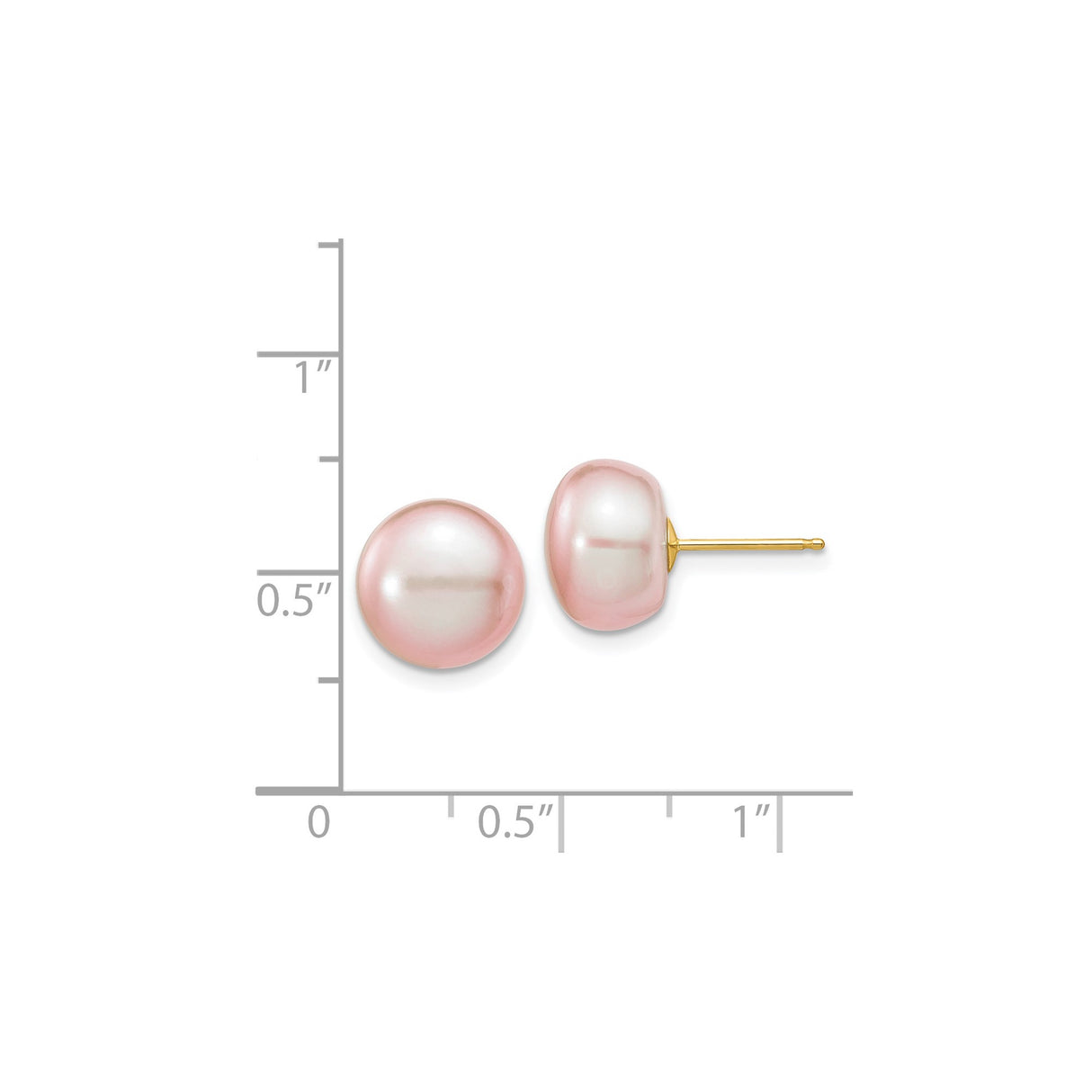 14k Yellow Gold Stud Earrings with Pink Cultured Pearls, Classic Minimalist Style for Women