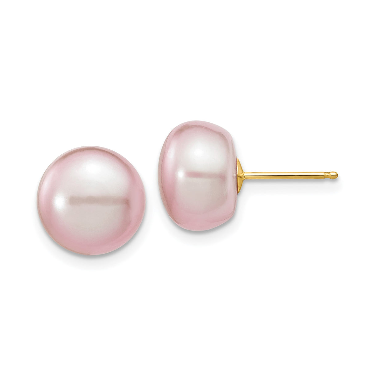 14k Yellow Gold Stud Earrings with Pink Cultured Pearls, Classic Minimalist Style for Women