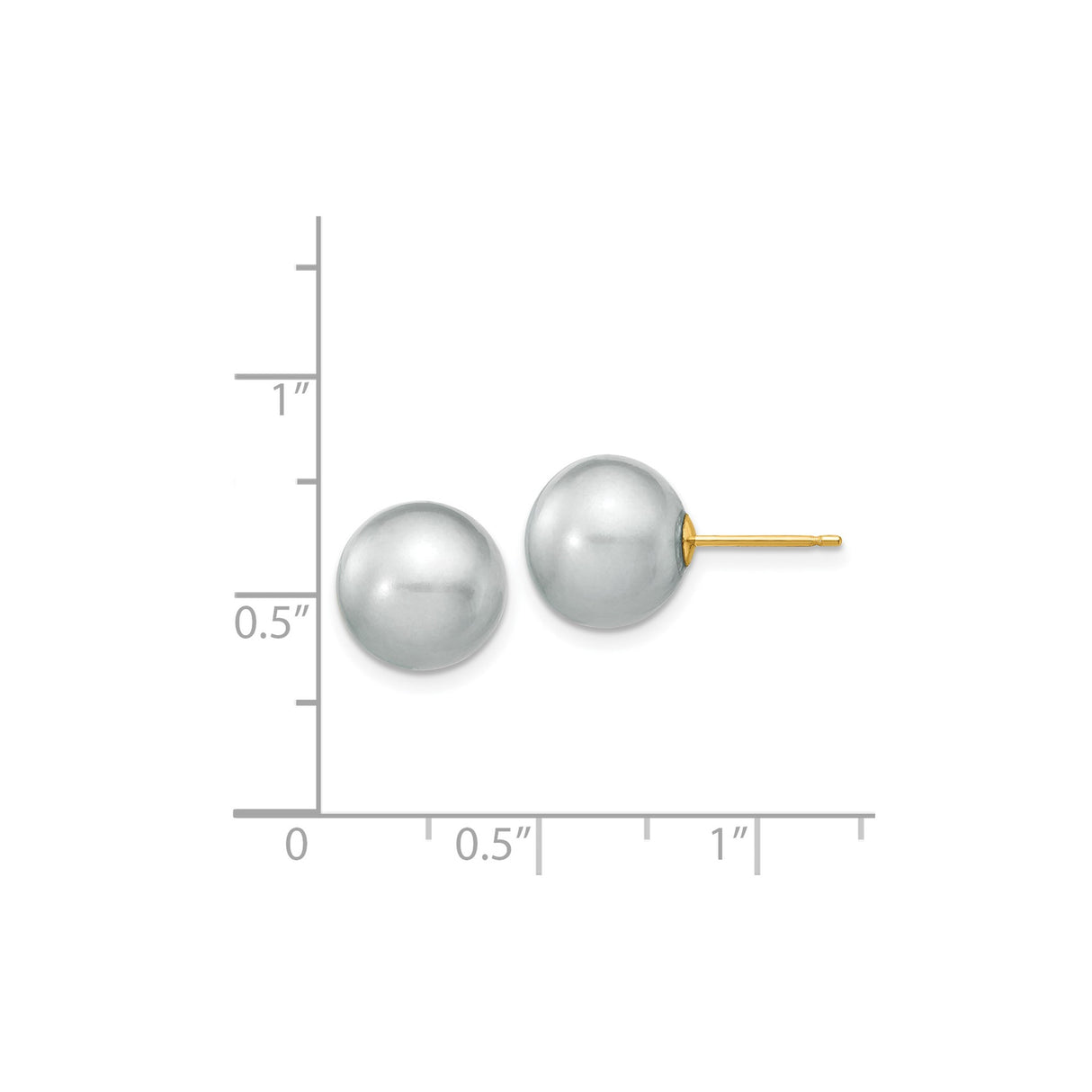 14k Yellow Gold Pearl Stud Earrings, Classic Round Cultured Pearls for Women