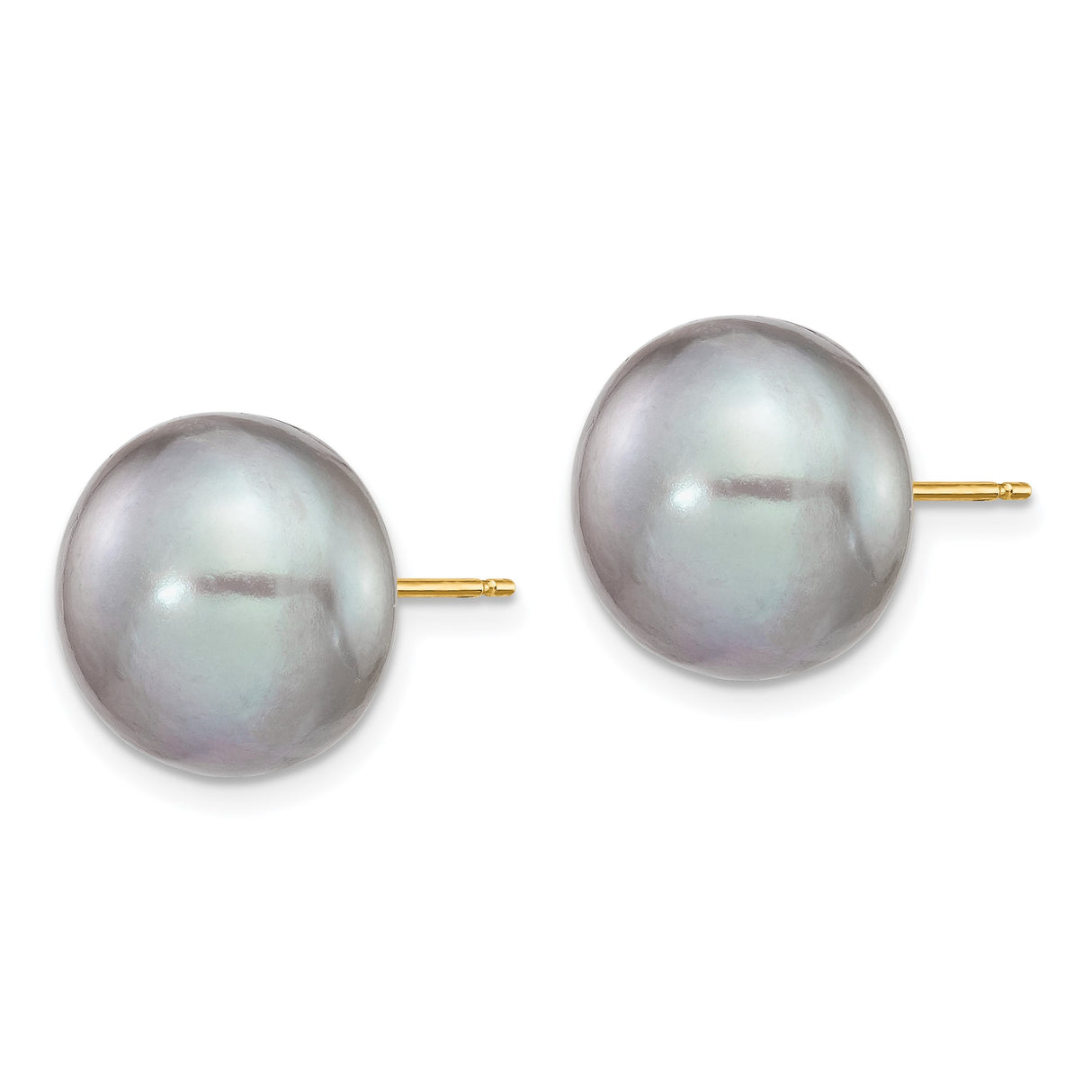 14k Yellow Gold Stud Earrings with Pearl, Minimalist Round Design for Women