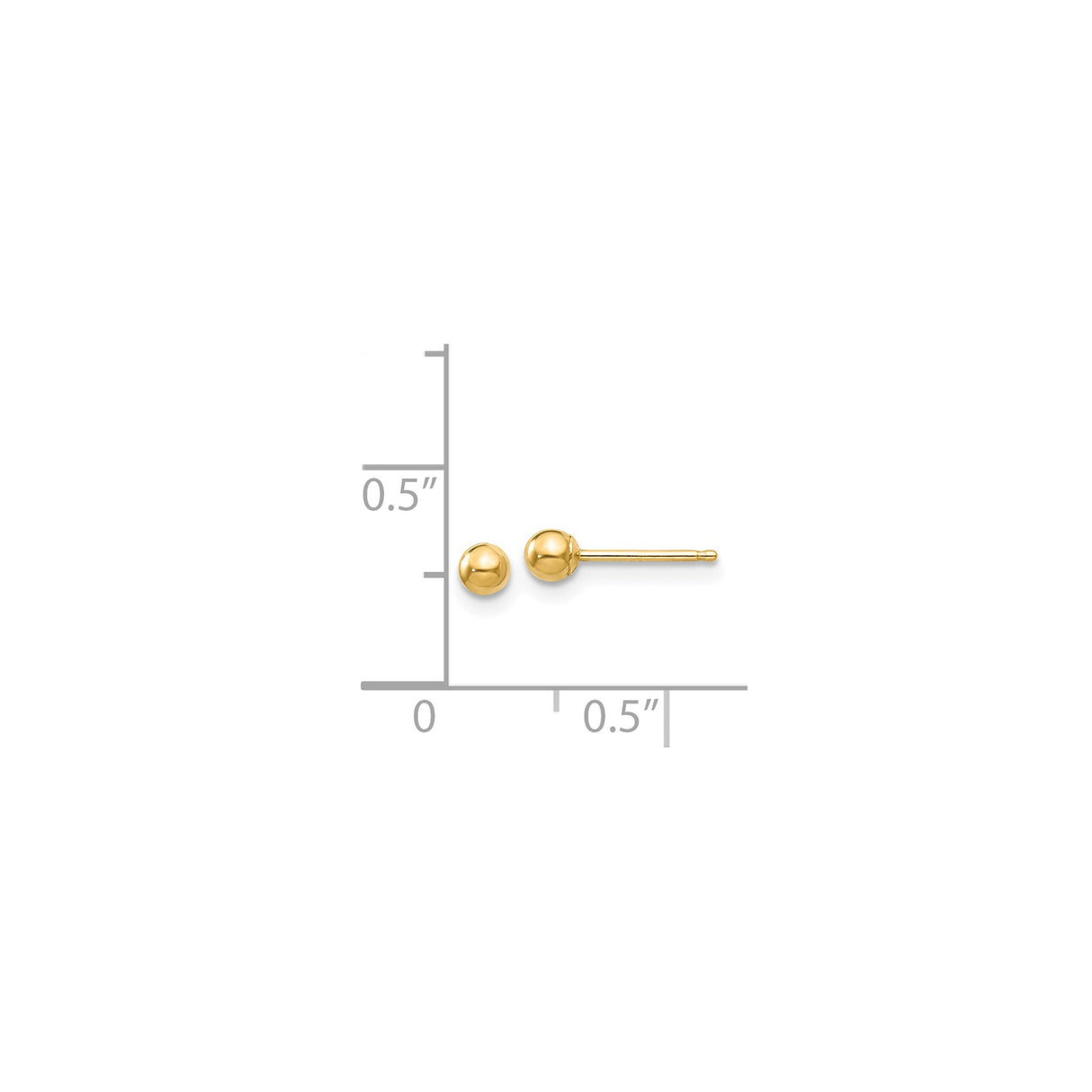 14k Yellow Gold Ball Stud Earrings, Classic Polished Round Design for Women and Men
