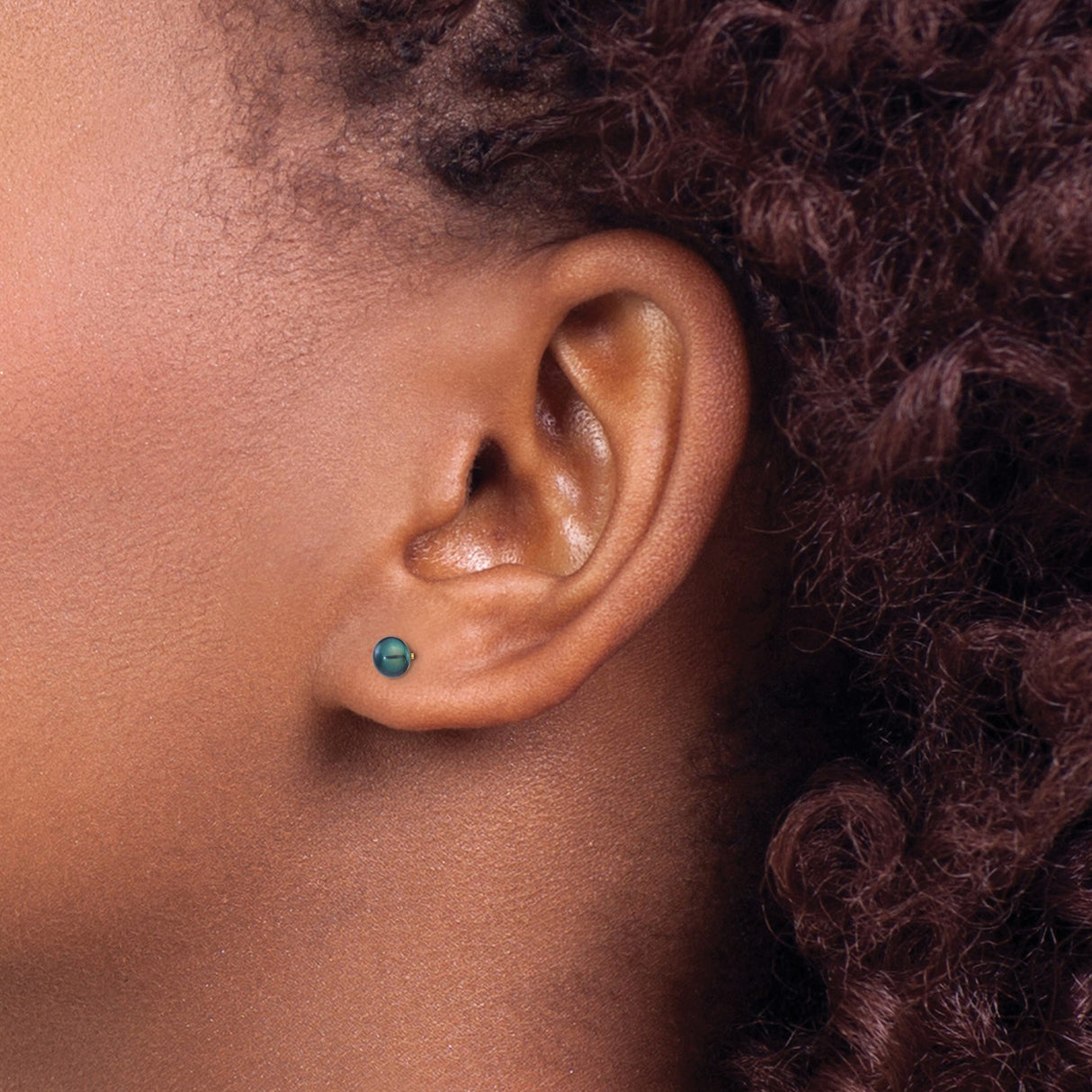 14k Yellow Gold Pearl Stud Earrings, Round Black Cultured Pearls, Minimal Classic Design