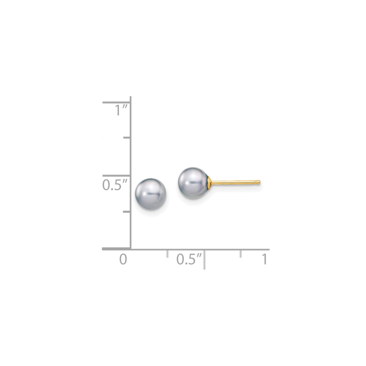 14k Yellow Gold Stud Earrings with Round White Cultured Pearls, Classic Style for Women