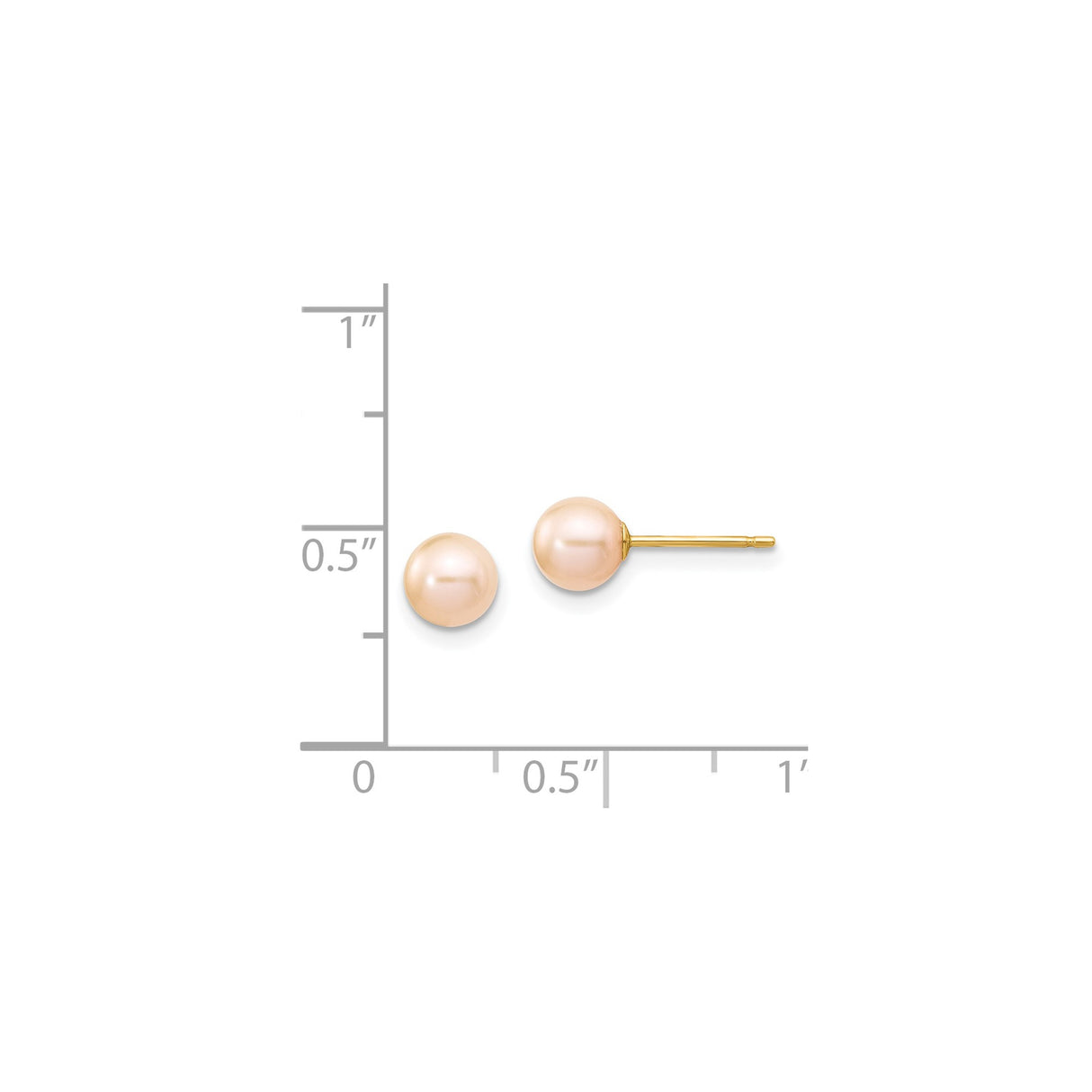 14k Yellow Gold Stud Earrings with Round Pink Pearls, Classic Dainty Style for Women