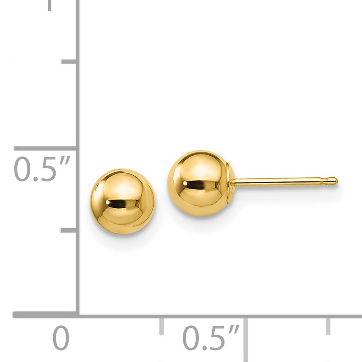 14k Yellow Gold Ball Stud Earrings, Polished Sphere Design, Minimalist Classic Style for Women