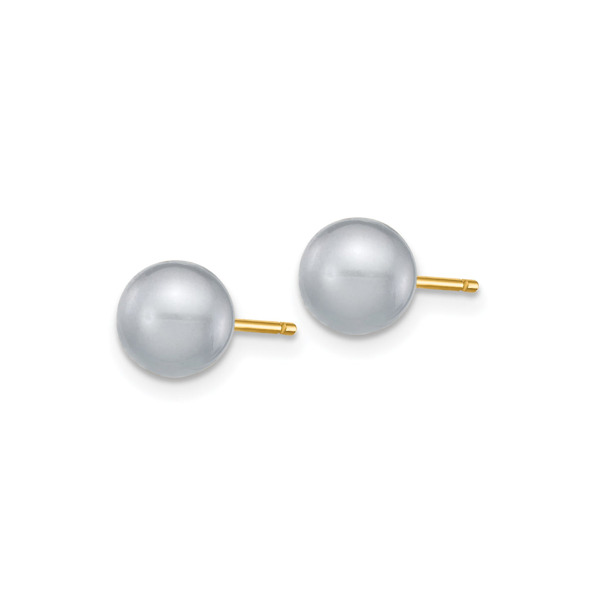 14k Yellow Gold Stud Earrings with Round White Cultured Pearls, Classic Minimalist Style