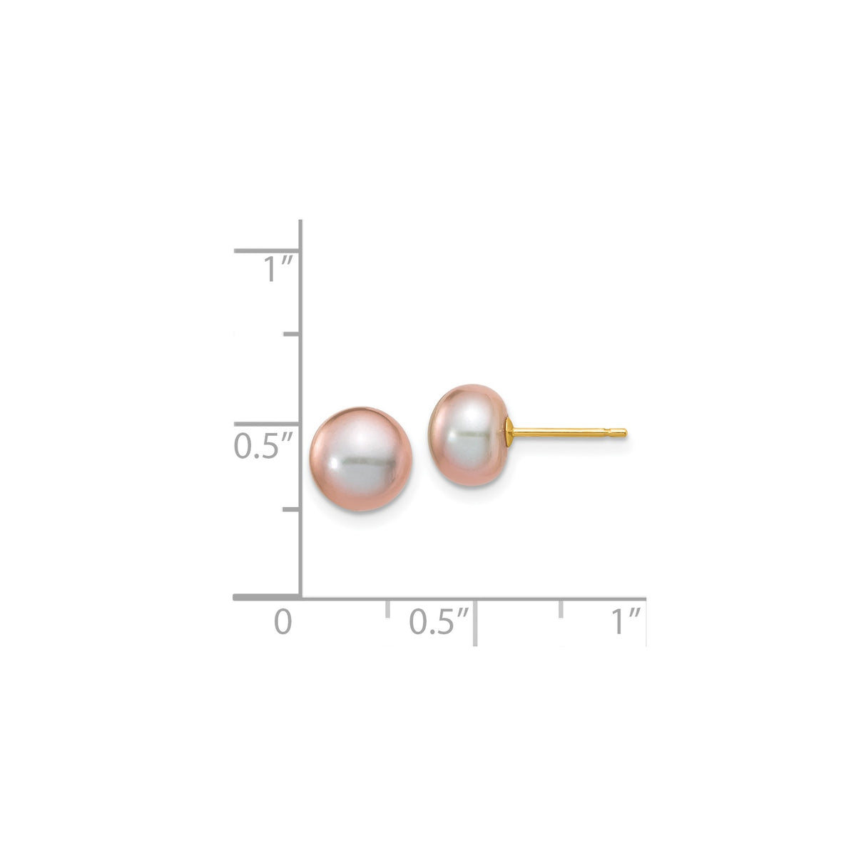 14k Yellow Gold Stud Earrings with Pink Freshwater Pearl, Classic Round Design for Women