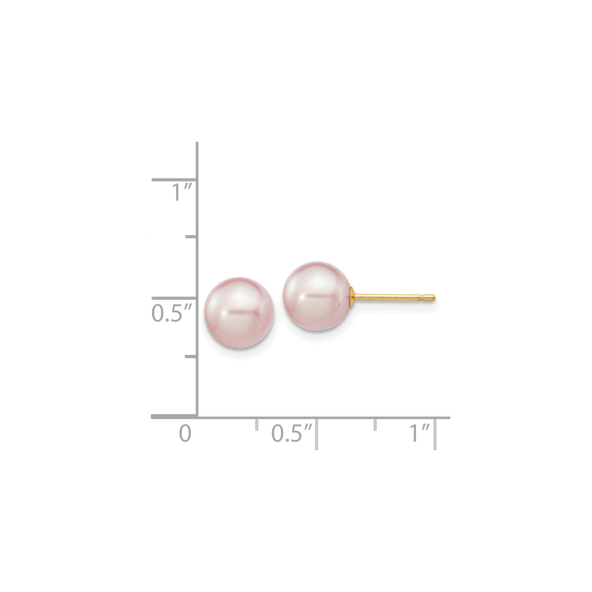 14k Yellow Gold Stud Earrings with Pink Freshwater Pearls, Classic Round Design for Women