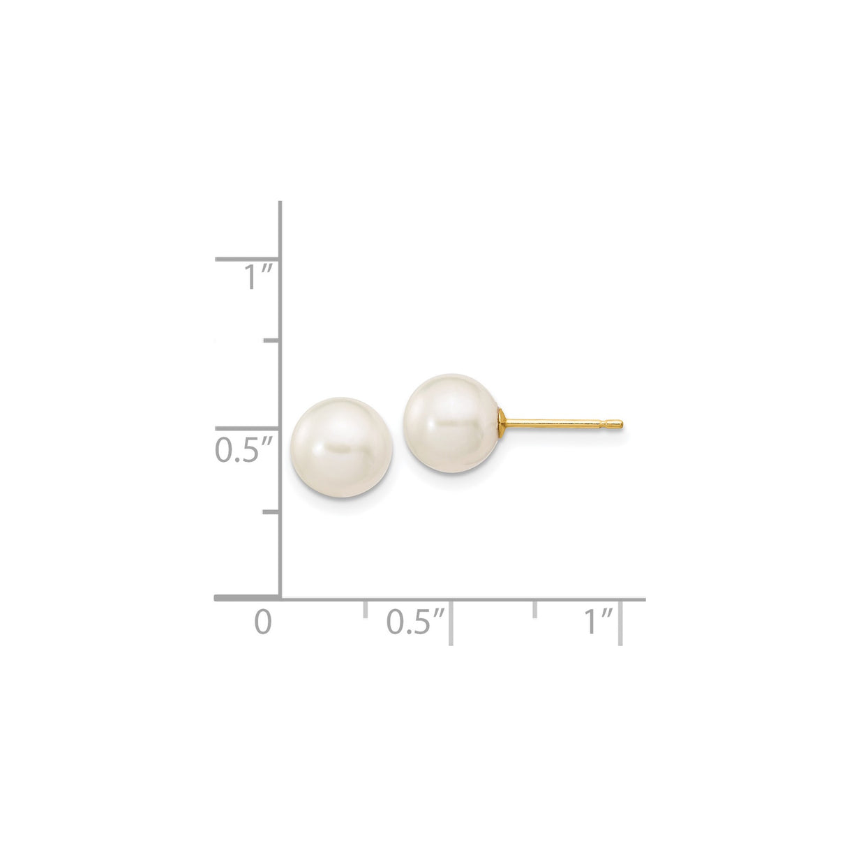 14k Yellow Gold Pearl Stud Earrings, Classic White Cultured Pearls, Minimalist Style for Women