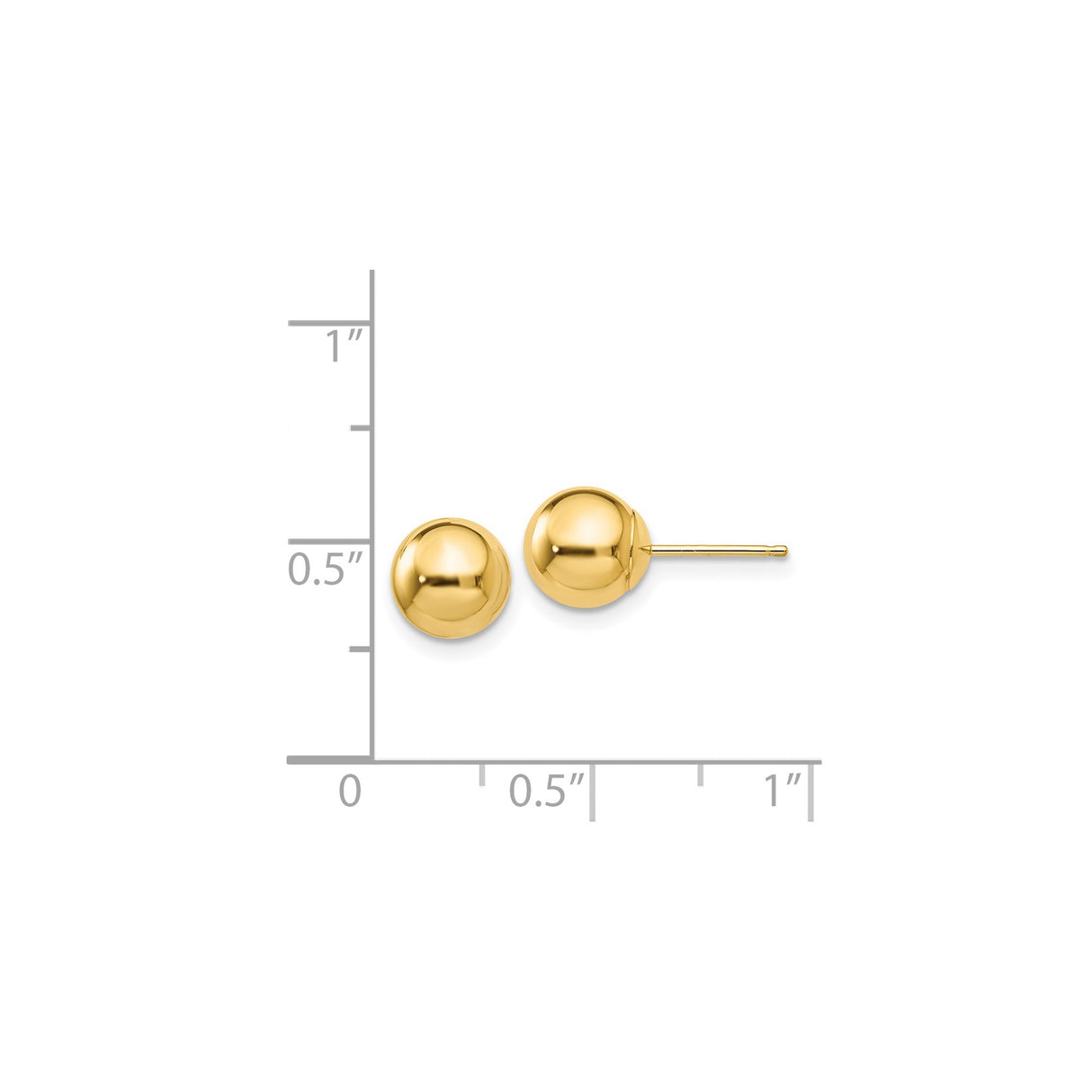 14k Yellow Gold Stud Earrings, Classic Smooth Polished Ball Design for Women