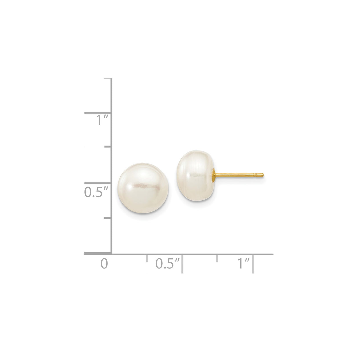 14k Yellow Gold Stud Earrings with Round White Cultured Pearls for Women