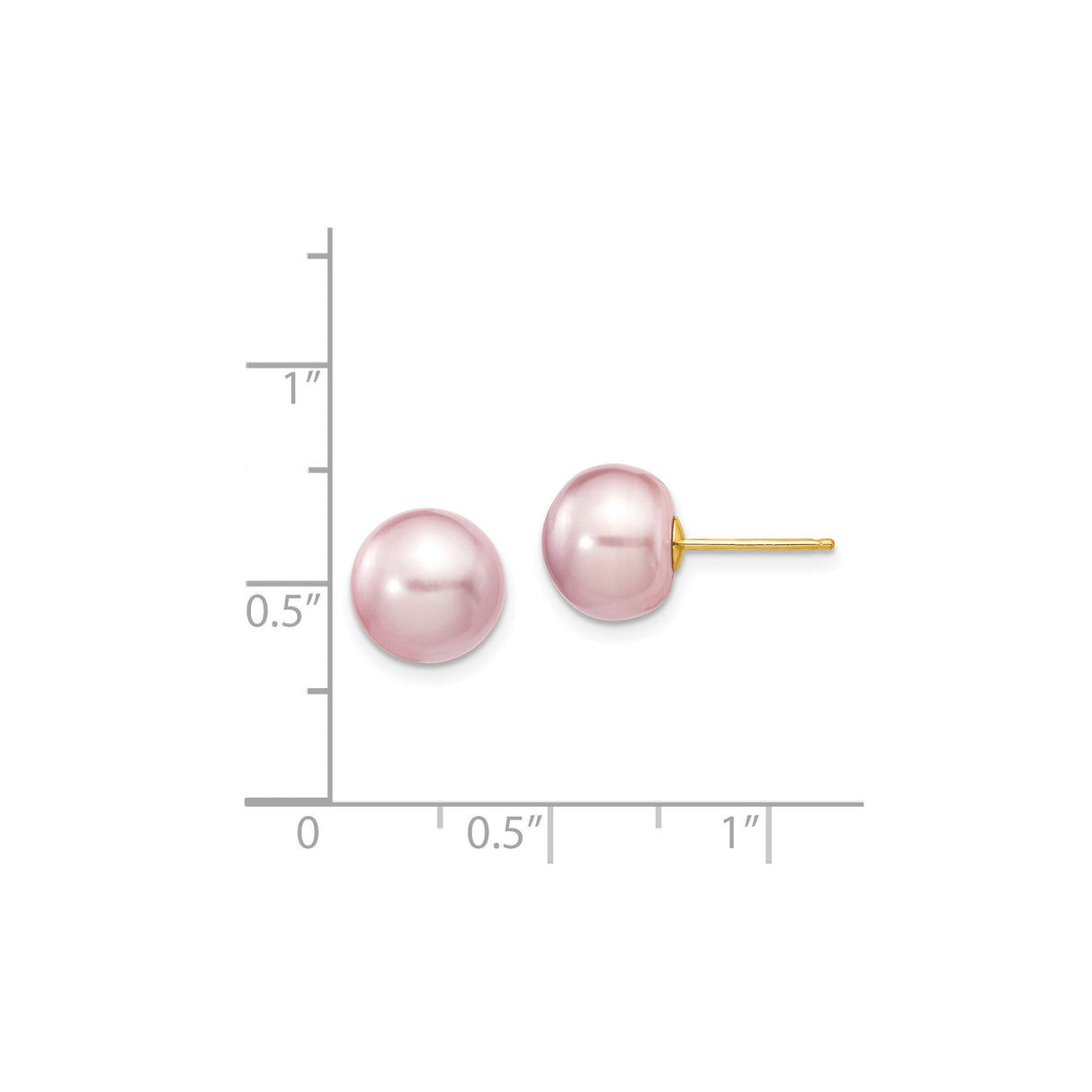 14k Yellow Gold Stud Earrings with Pink Freshwater Cultured Pearls, Classic Minimalist Design
