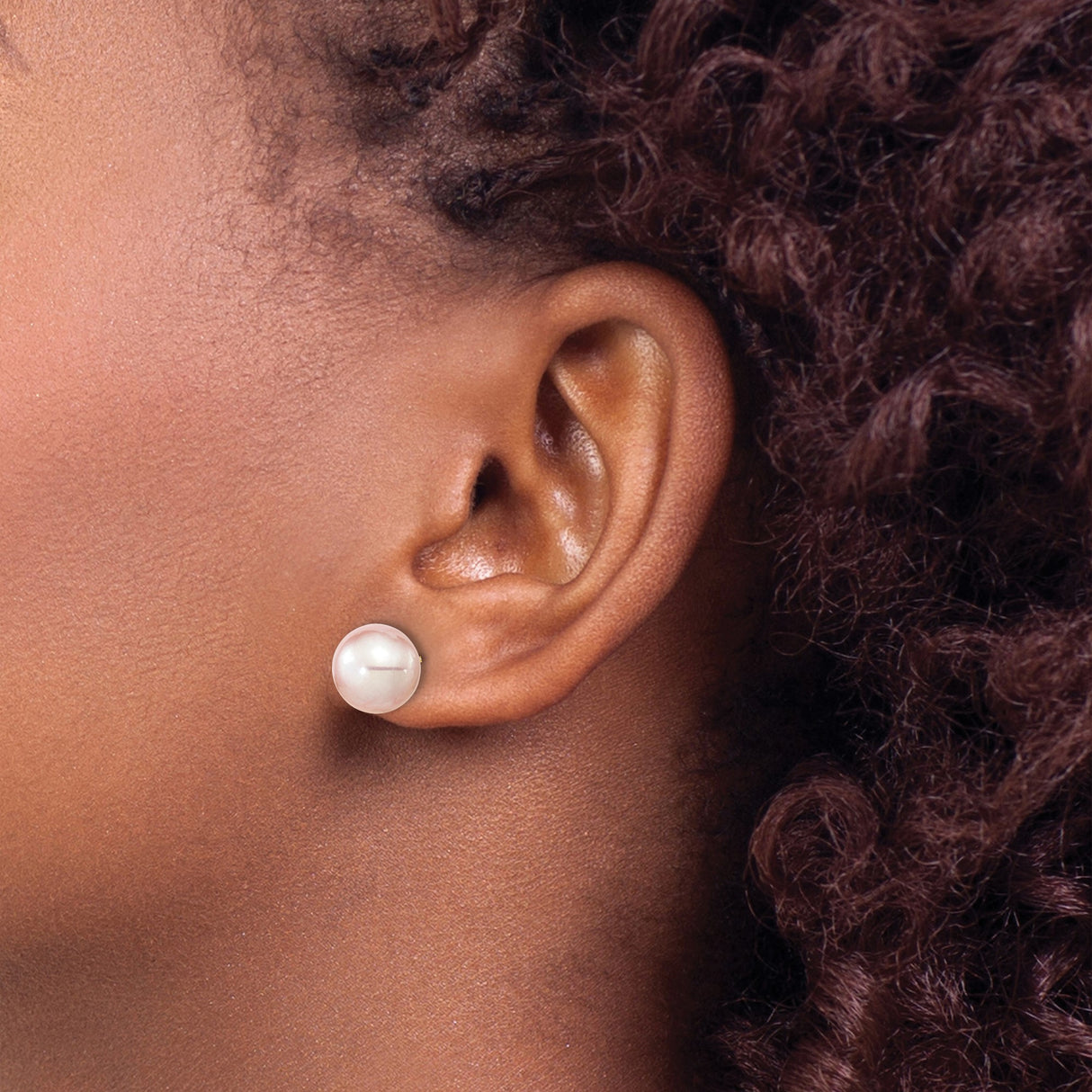 14k Yellow Gold Stud Earrings with Pink Freshwater Pearls, Minimalist Design for Women