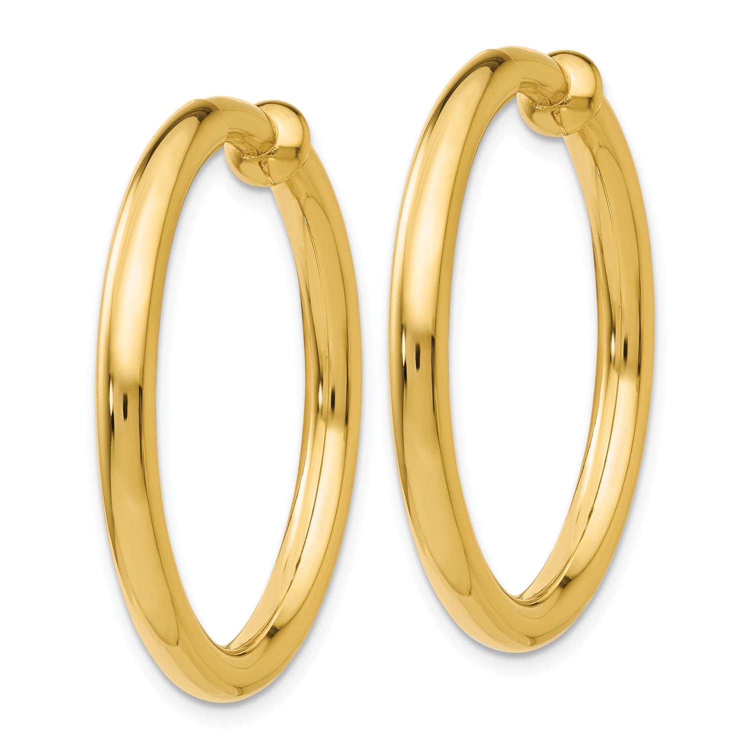 14k Yellow Gold Hoop Earrings, Polished Minimalist Circular Design for Women and Unisex Wear