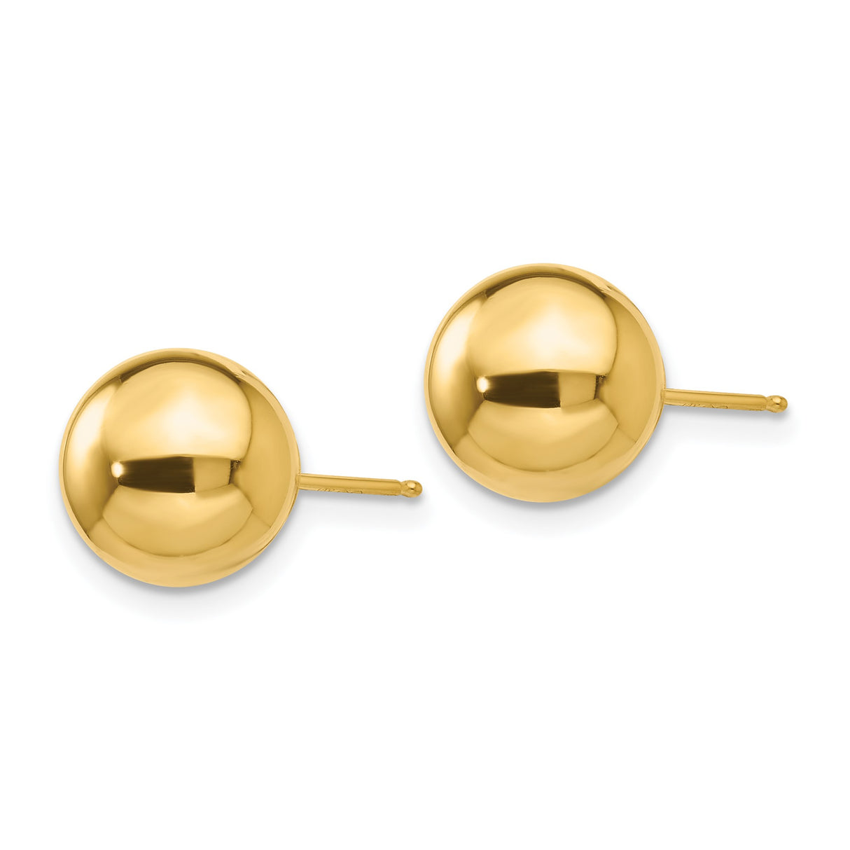 14k Yellow Gold Ball Stud Earrings, Polished Round Design, Minimalist Everyday Style for Women