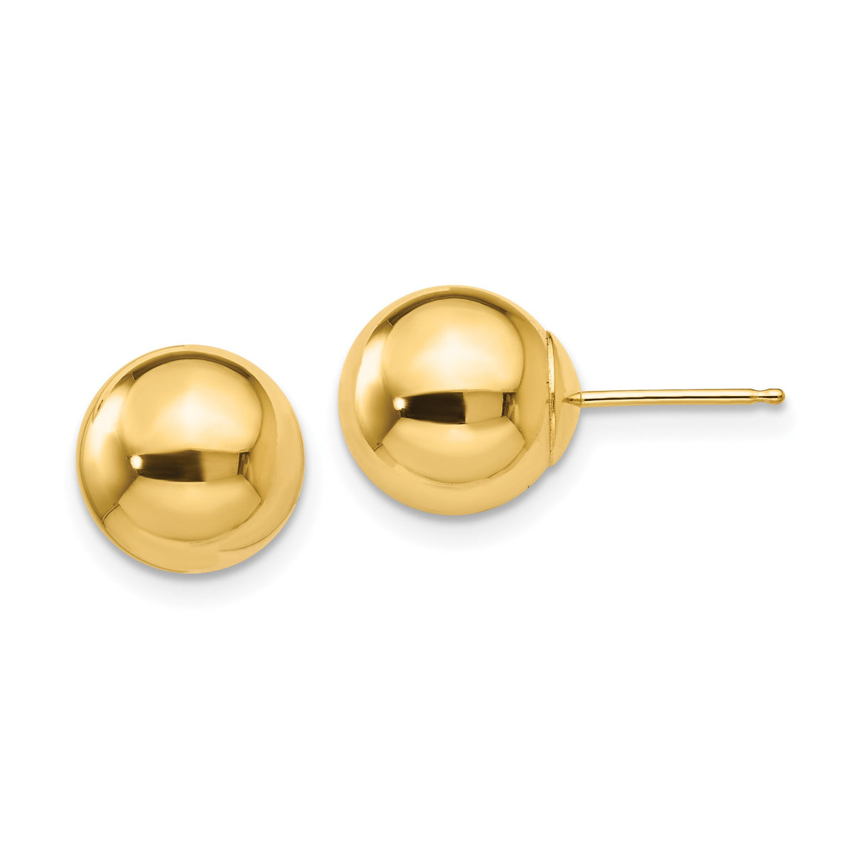 14k Yellow Gold Ball Stud Earrings, Polished Round Design, Minimalist Everyday Style for Women