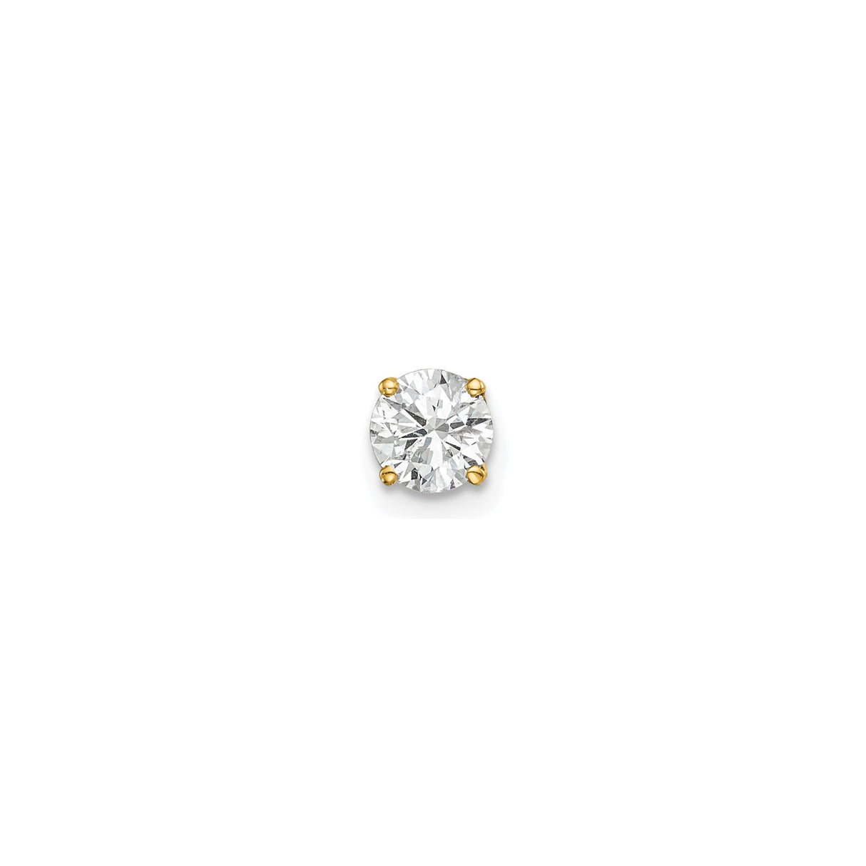 14k Yellow Gold Solitaire Stud Earring with Round Diamond in Four-Prong Setting