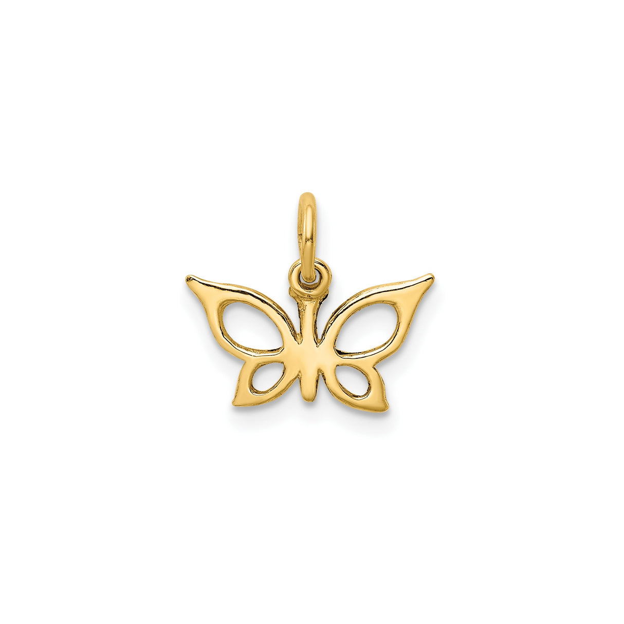 14k Yellow Gold Butterfly Pendant with Openwork Design, Nature Inspired Charm for Women