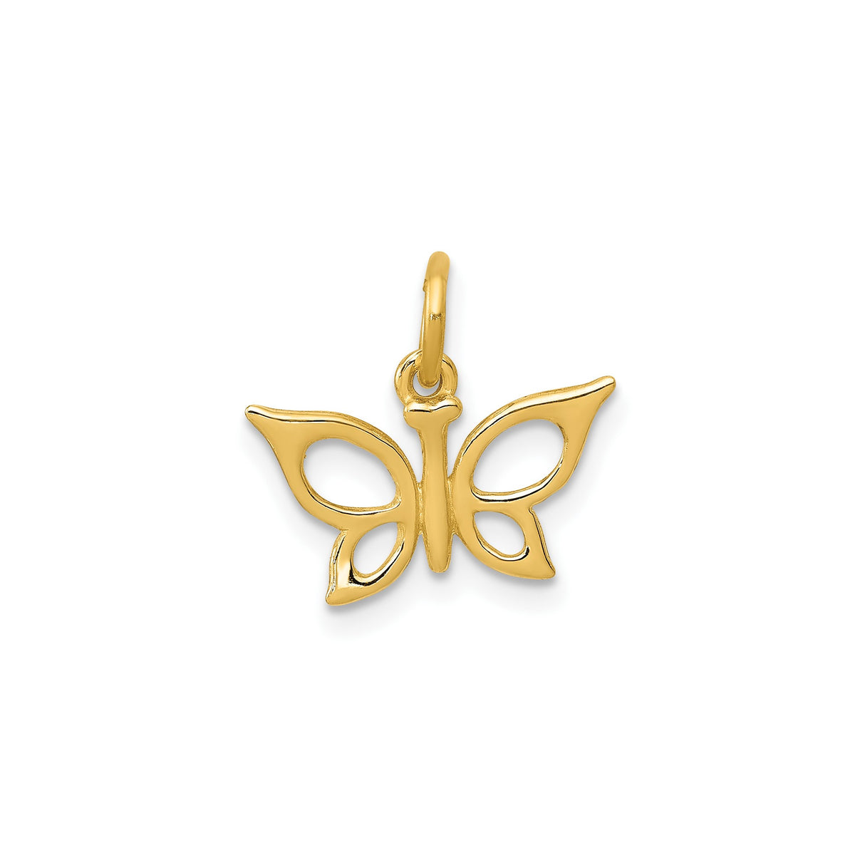 14k Yellow Gold Butterfly Pendant with Openwork Design, Nature Inspired Charm for Women