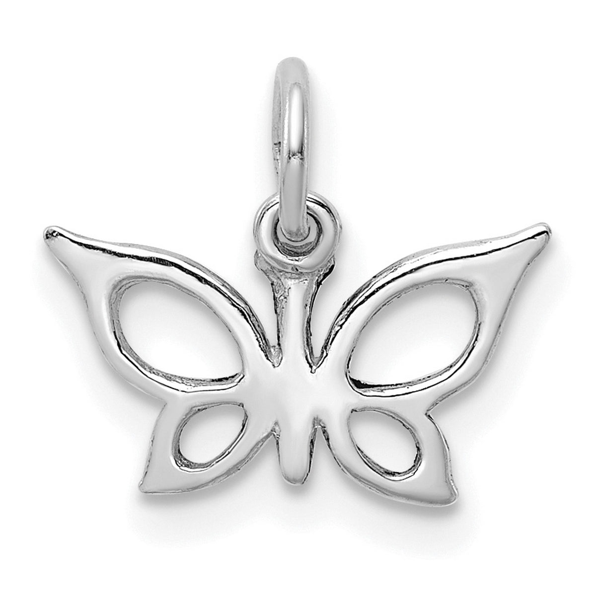 14k White Gold Butterfly Pendant Charm with Openwork Design, Nature-Inspired Jewelry for Women
