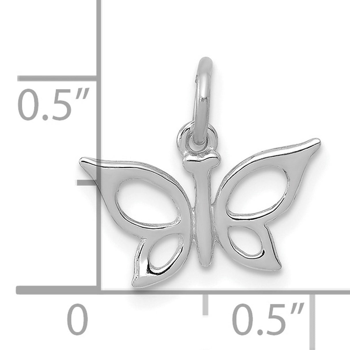 14k White Gold Butterfly Pendant Charm with Openwork Design, Nature-Inspired Jewelry for Women