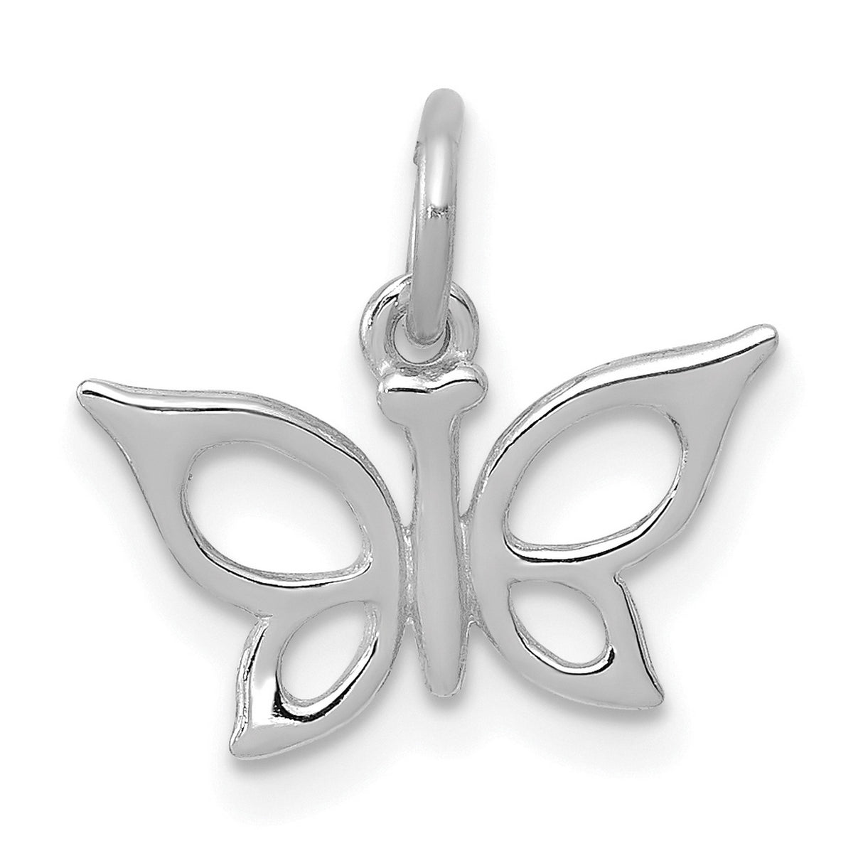 14k White Gold Butterfly Pendant Charm with Openwork Design, Nature-Inspired Jewelry for Women