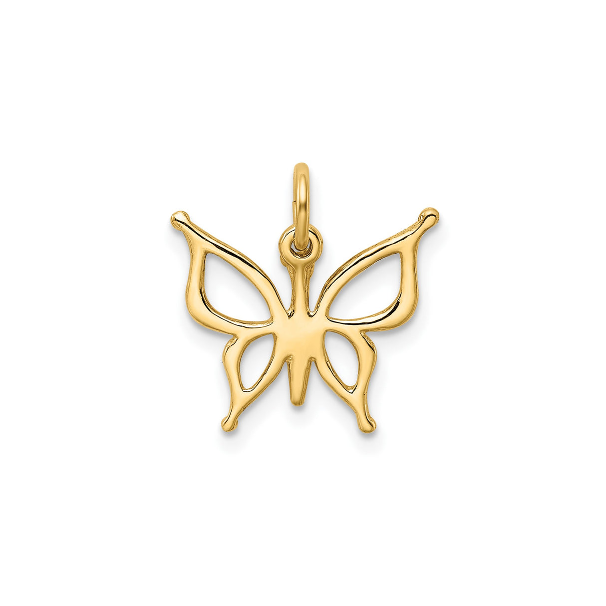 14k Yellow Gold Butterfly Pendant with Openwork Design for Women