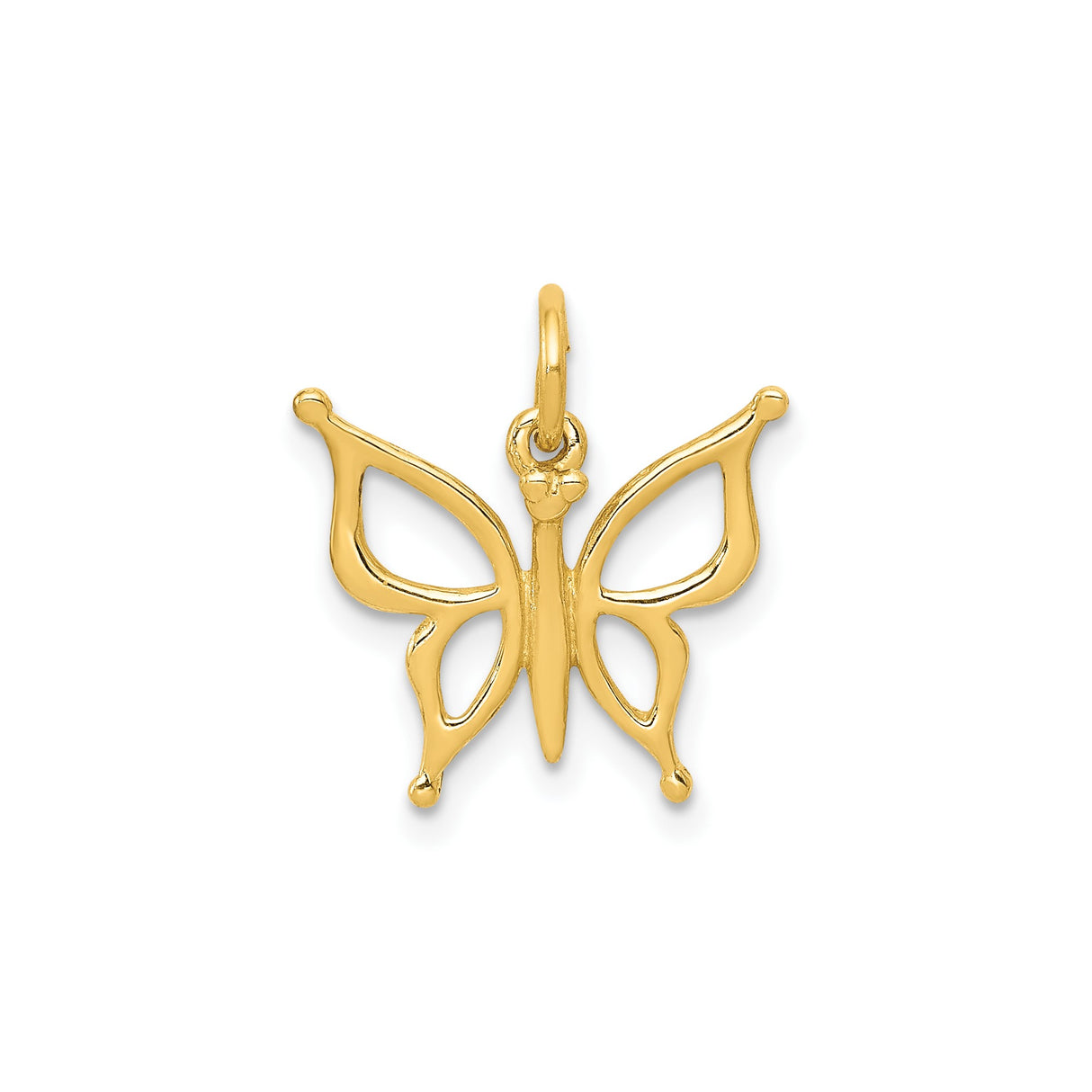 14k Yellow Gold Butterfly Pendant with Openwork Design for Women