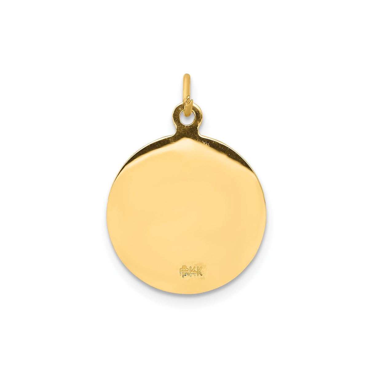 14k Yellow Gold Sacred Heart of Jesus Pendant, Catholic Religious Medal with Inscription