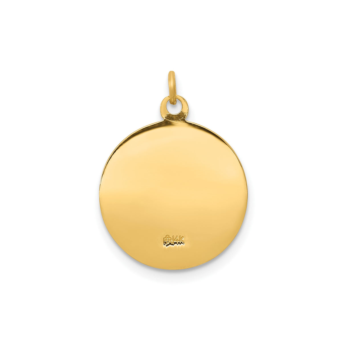 14k Yellow Gold Saint Anne Pendant with Virgin Mary Engraving and Catholic Medal Design