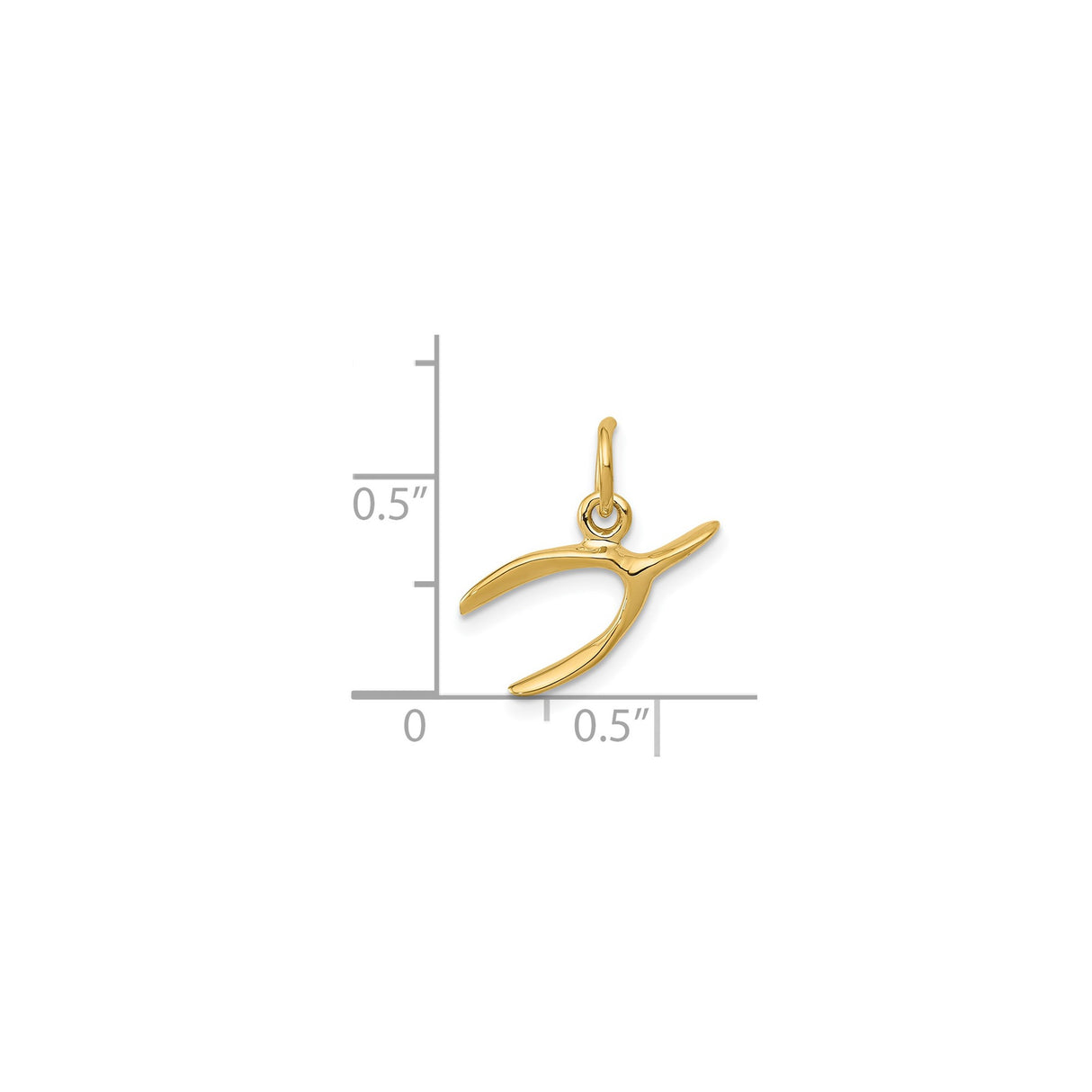14k Yellow Gold Wishbone Pendant, Sleek Polished Good Luck Charm for Women