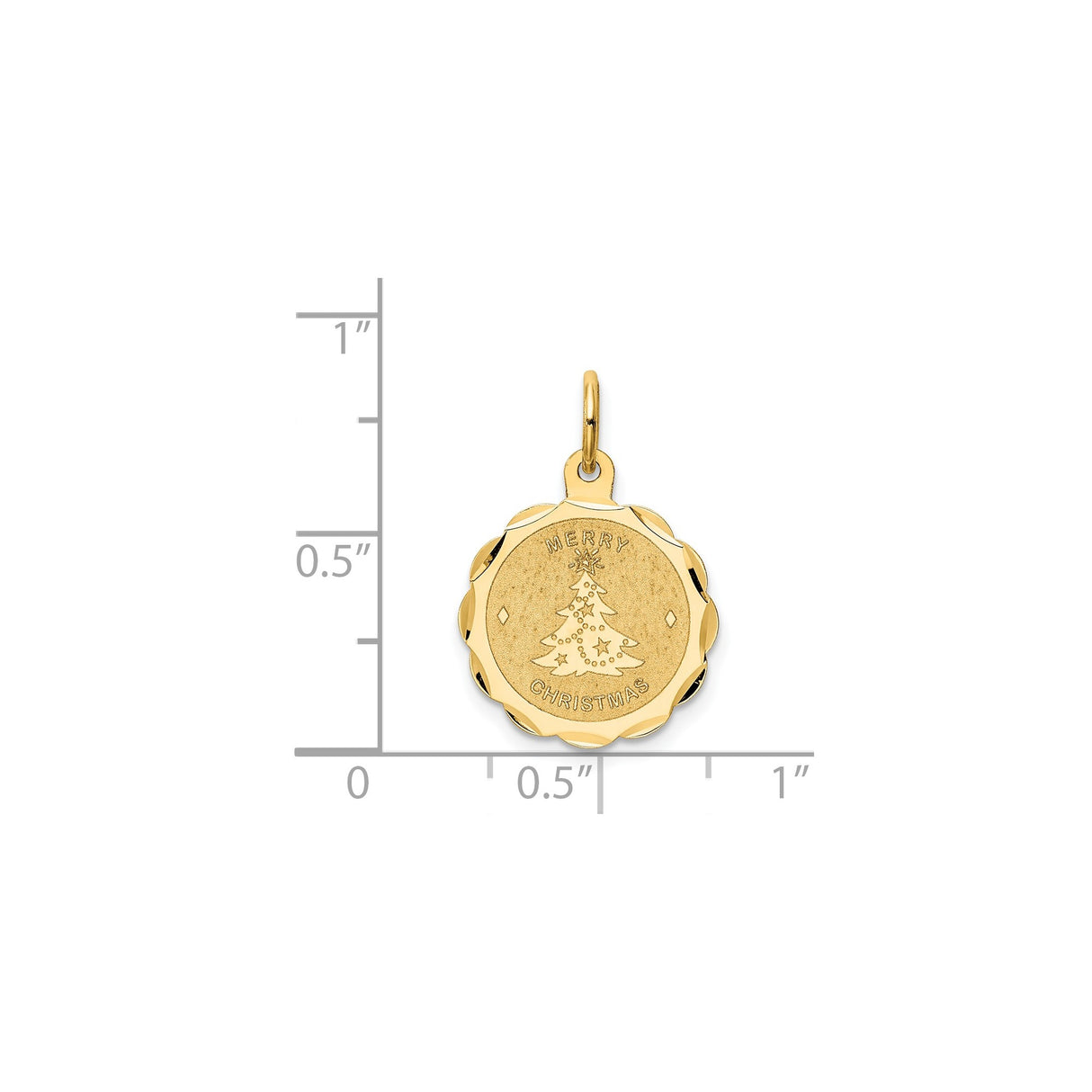 14k Yellow Gold Christmas Tree Pendant with Merry Christmas Engraving and Star Design