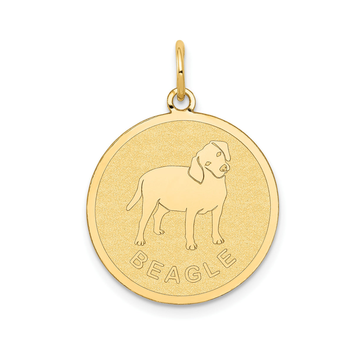 14k Yellow Gold Beagle Pendant with Dog Silhouette, Unisex Pet Charm for Dog Lovers