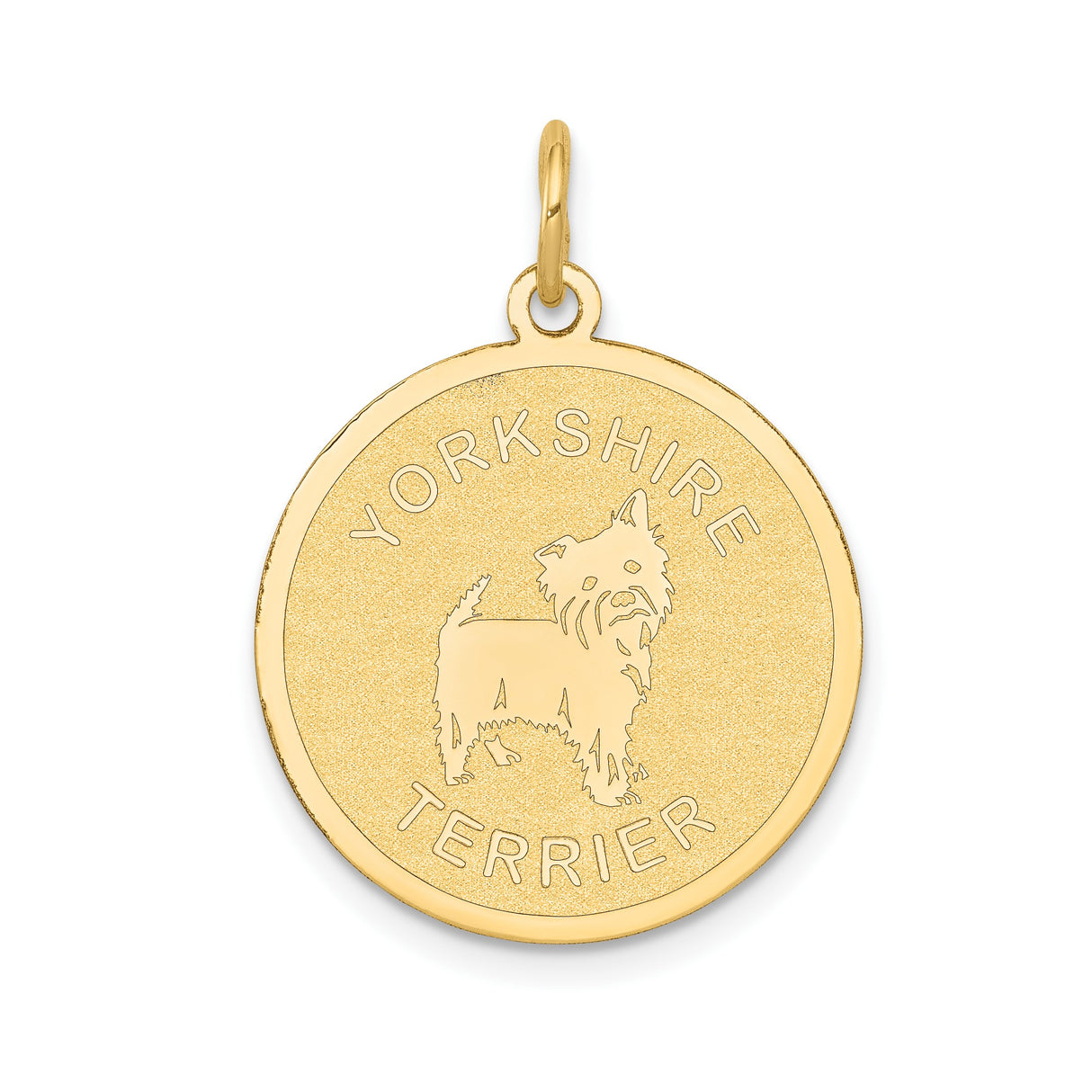 14k Yellow Gold Yorkshire Terrier Pendant, Unisex Dog Memorial Charm for Necklace or Bracelet